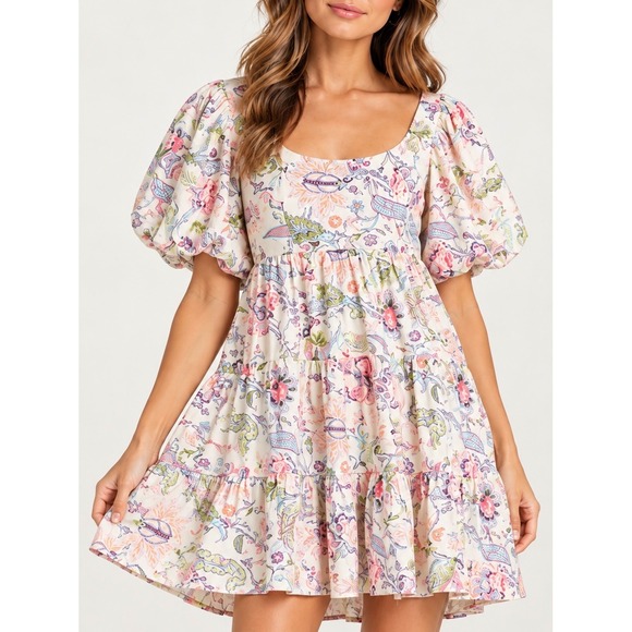 cinq a sept Dresses & Skirts - Cinq à Sept Ethel Paisley Puff Sleeve Babydoll Dress Size 8
